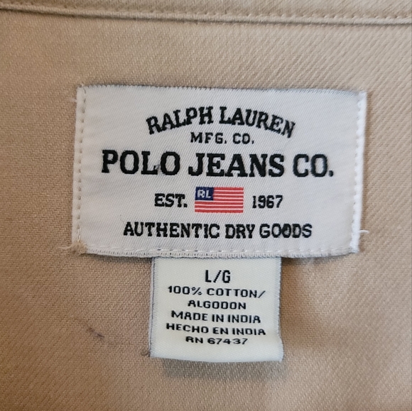 Ralph Lauren Polo Jeans Beige Tan Cotton Denim Jacket Coat - Picture 7 of 8